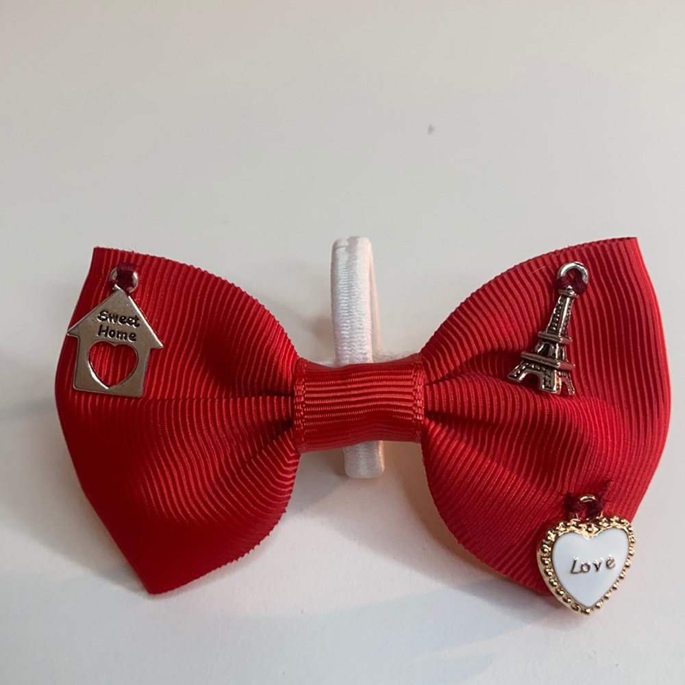 Dog bow tie Unique style for Dog and Cat red color, pretty accents FAST SHIPPING